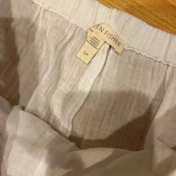 EILEEN FISHER NEW Organic Cotton Gauze Easy Fit Tapered Pants White S - Picture 6 of 6